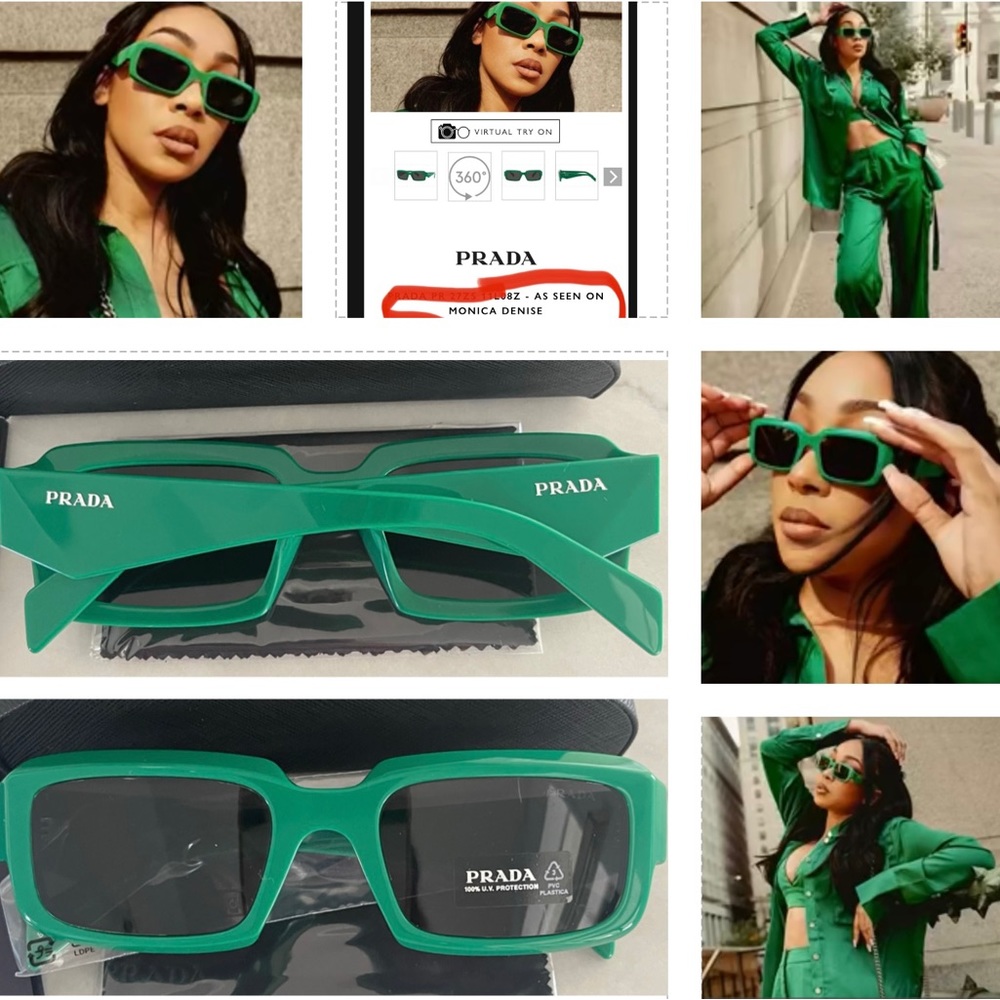 PRADA UNISEX GREEN SUNGLASSES AS SEEN ON CELEBS LIKE MONICA DENISE - Picture 9 of 16